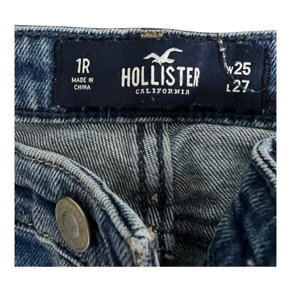 Hollister High Rise Mom Jeans Basic Casual Denim Pants 1R 25x27 Distressed - Picture 5 of 7